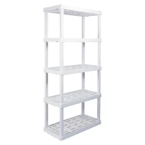 Oskar 5-Tier Storage Shelf, Interlocking Heavy Duty Shelving Unit, 750 lbs (340 kg) Capacity, Multipurpose Organizer for Garage, Basement, Utility Shed, Workshop, Made in North America, White