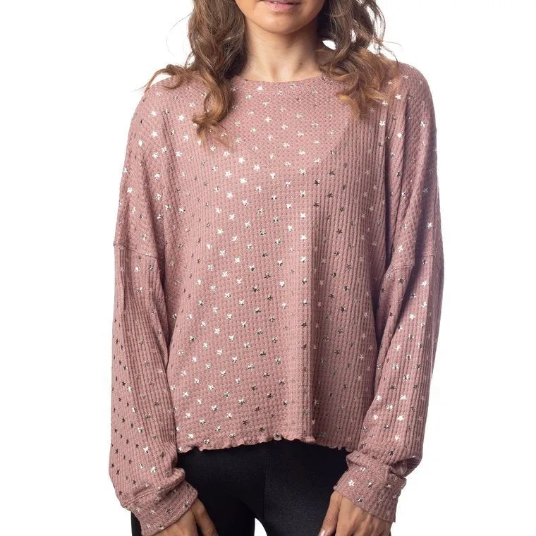 Oversized Waffle Long Sleeve Silver Stars