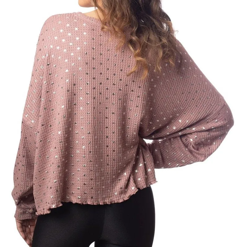 Oversized Waffle Long Sleeve Silver Stars