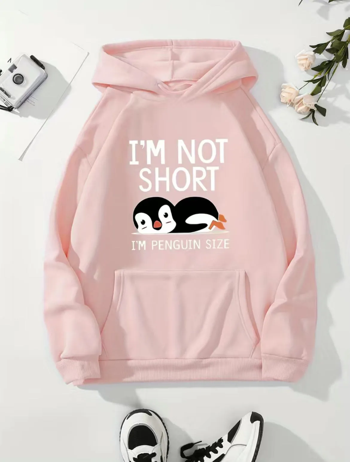 Penguin Hoodie, Casual Long Sleeve Drawstring Sweatshirt