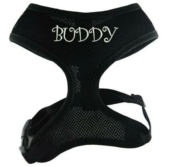 PETLAVISH™ Personalized Embroidery Small Dog Harness: Custom Font, Soft, Breathable No-Choke Vest