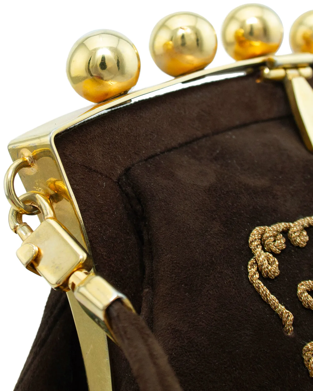 Phillippe Model Paris Brown and Gold Embroidered Suede Mini Bag