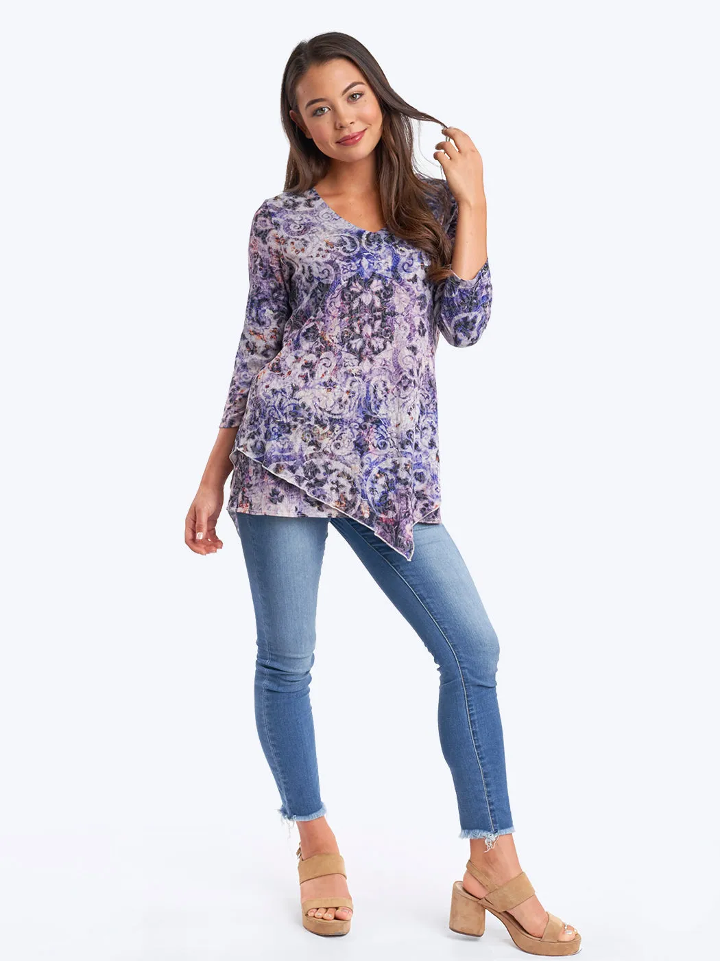 "Bhakti" Print Cotton Burnout "Devon" Tunic