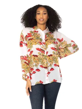 "Poppy" Printed "Cupro" LS Christiana Blouse