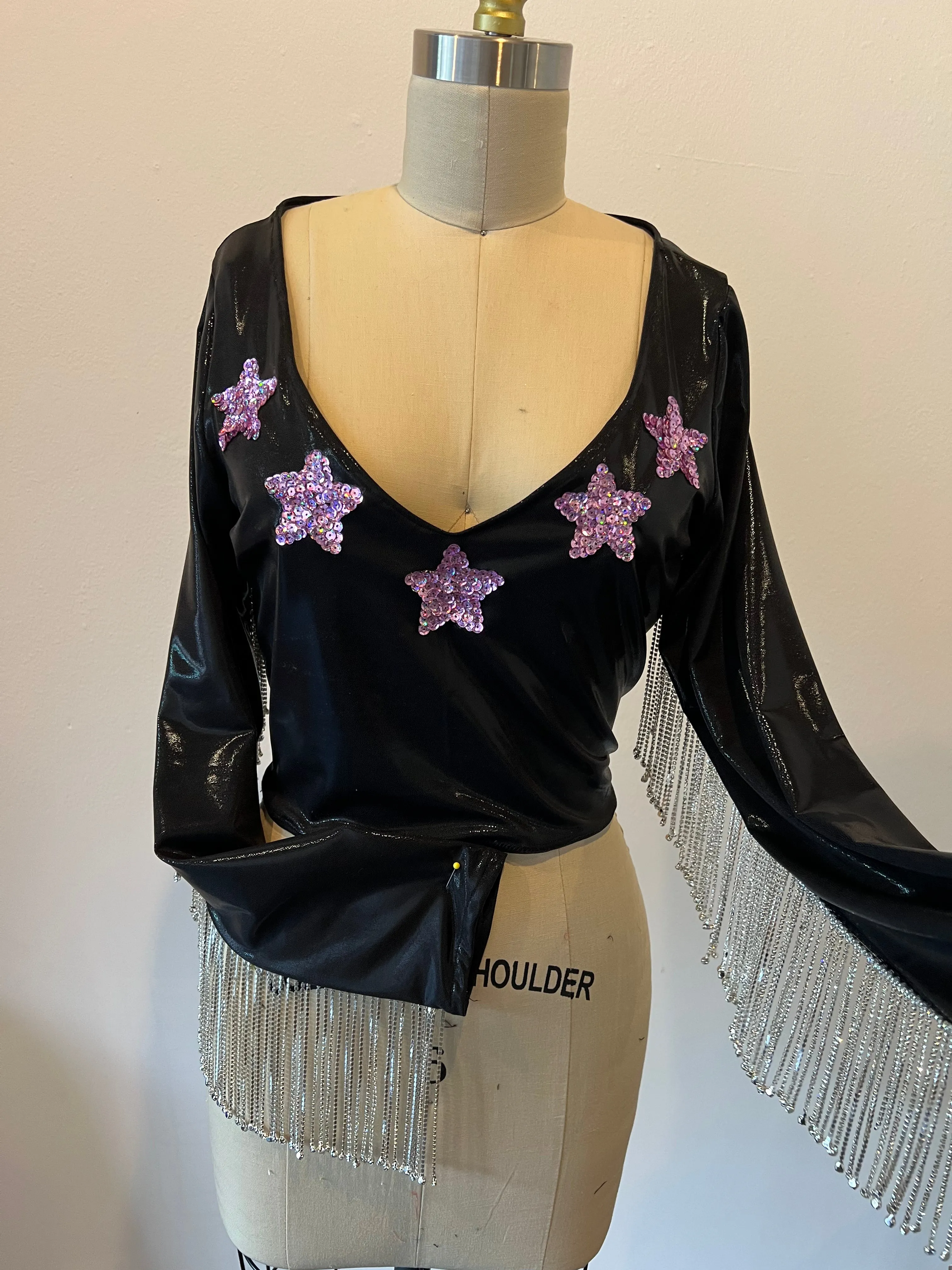 Rhinestone Cowgirl Blouse with Rhinestone Fringe