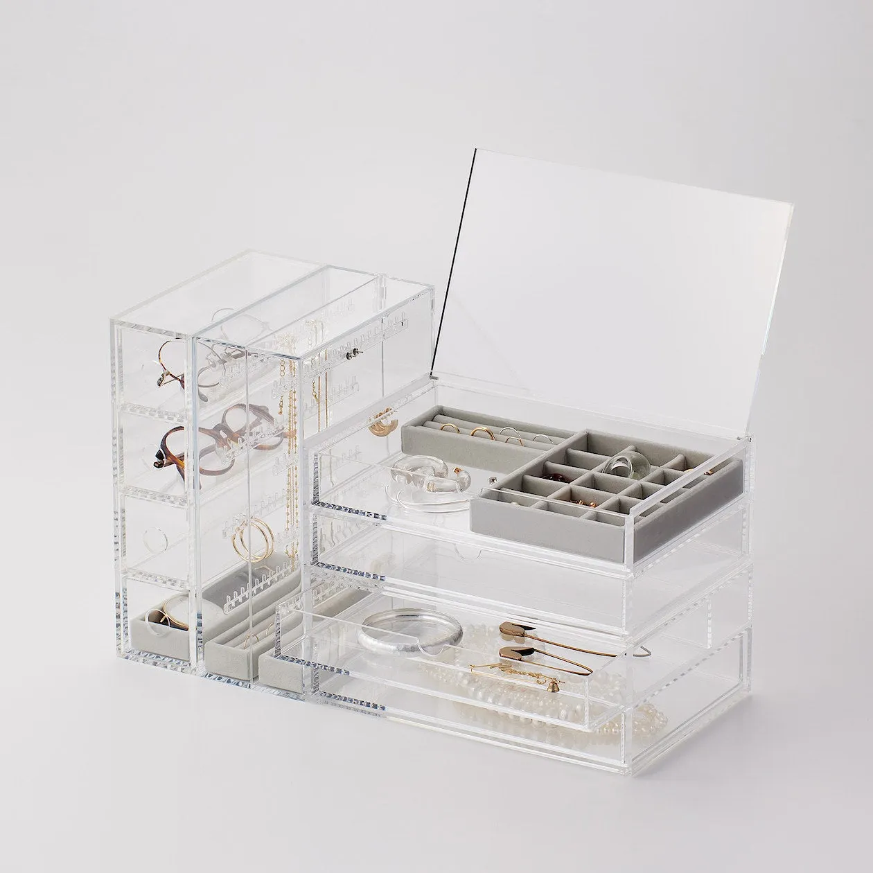 Stackable Acrylic Case 2 Drawers With Lid - Large