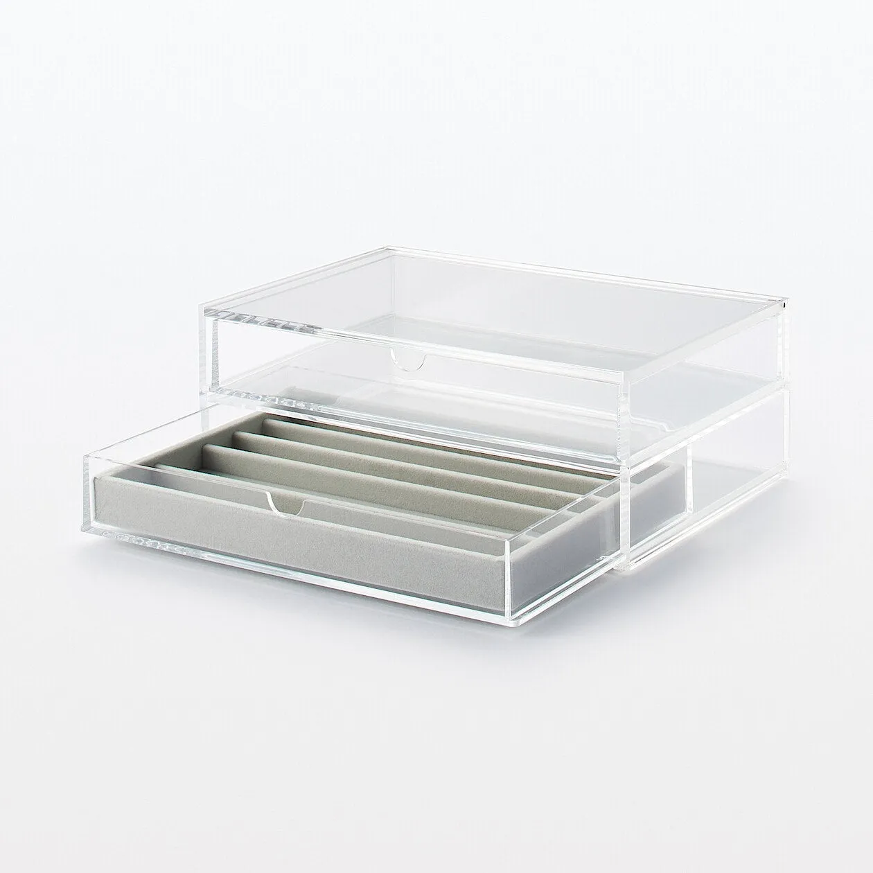 Stackable Acrylic Case 2 Drawers With Lid - Large