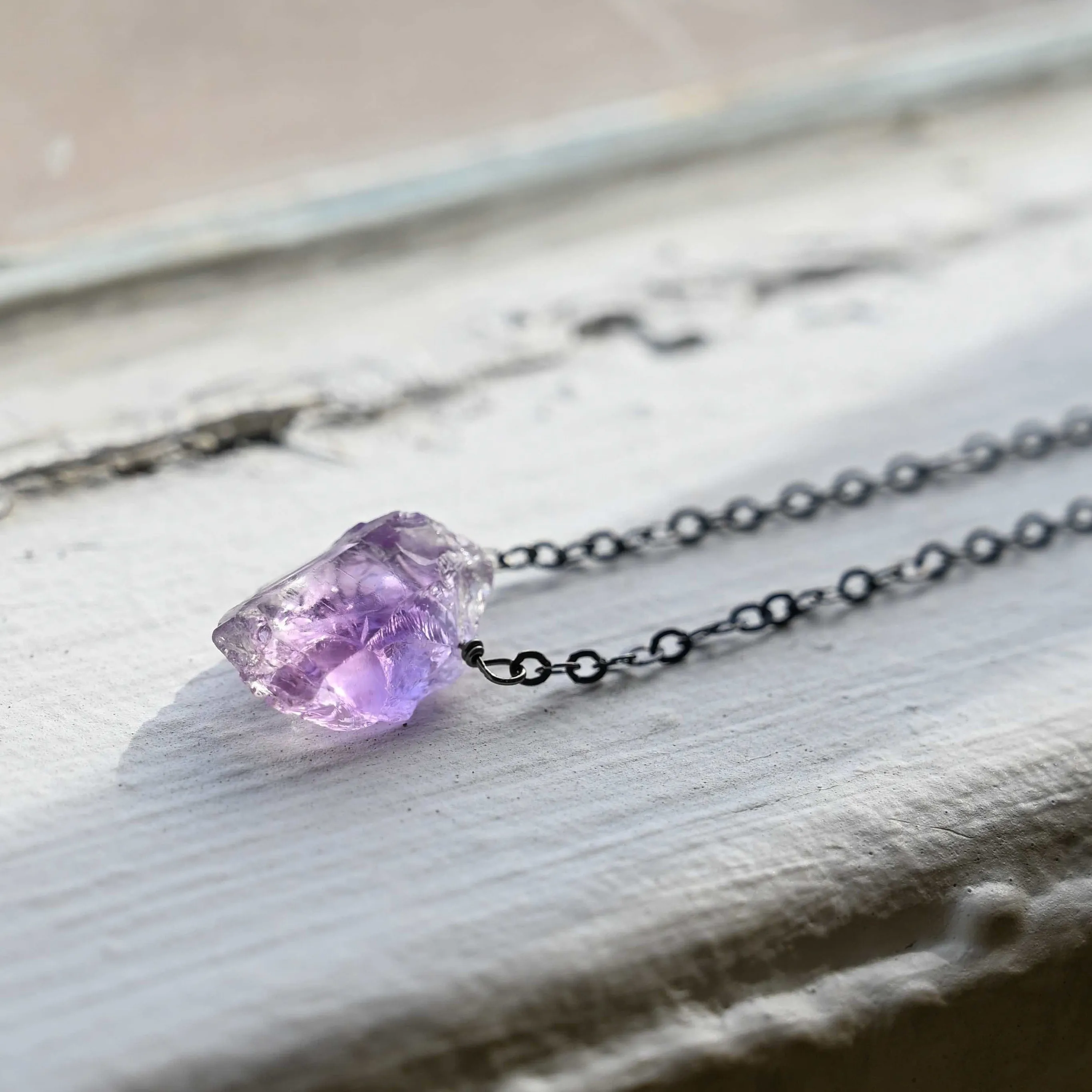 Stone of Courage Silver Amethyst Necklace