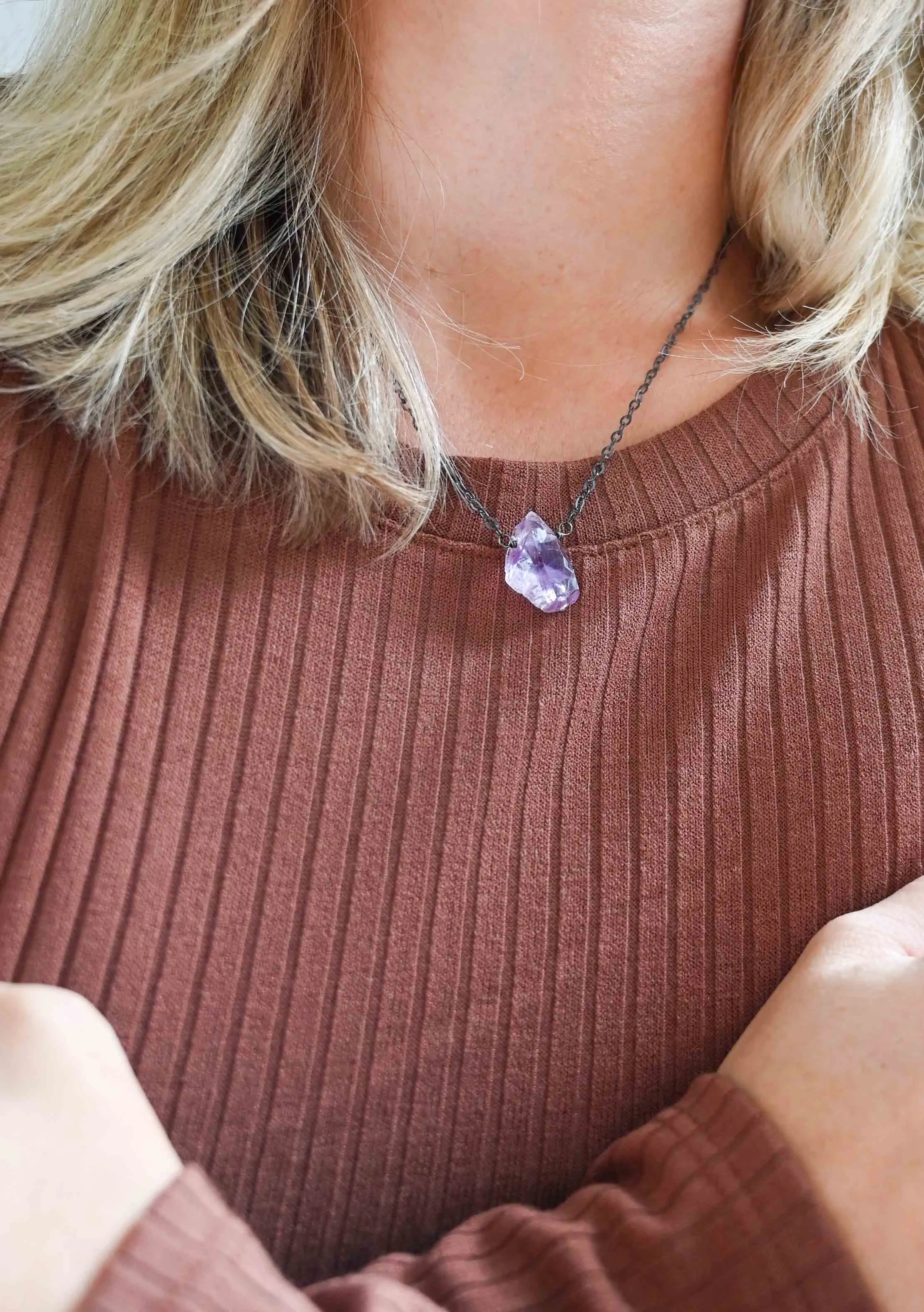 Stone of Courage Silver Amethyst Necklace