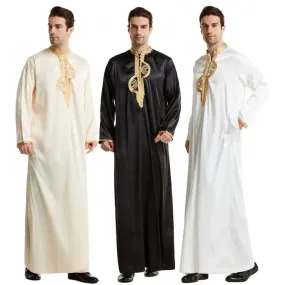 Stylish Long Sleeve Islamic Clothing Men Jubba Thobe in Three Colors