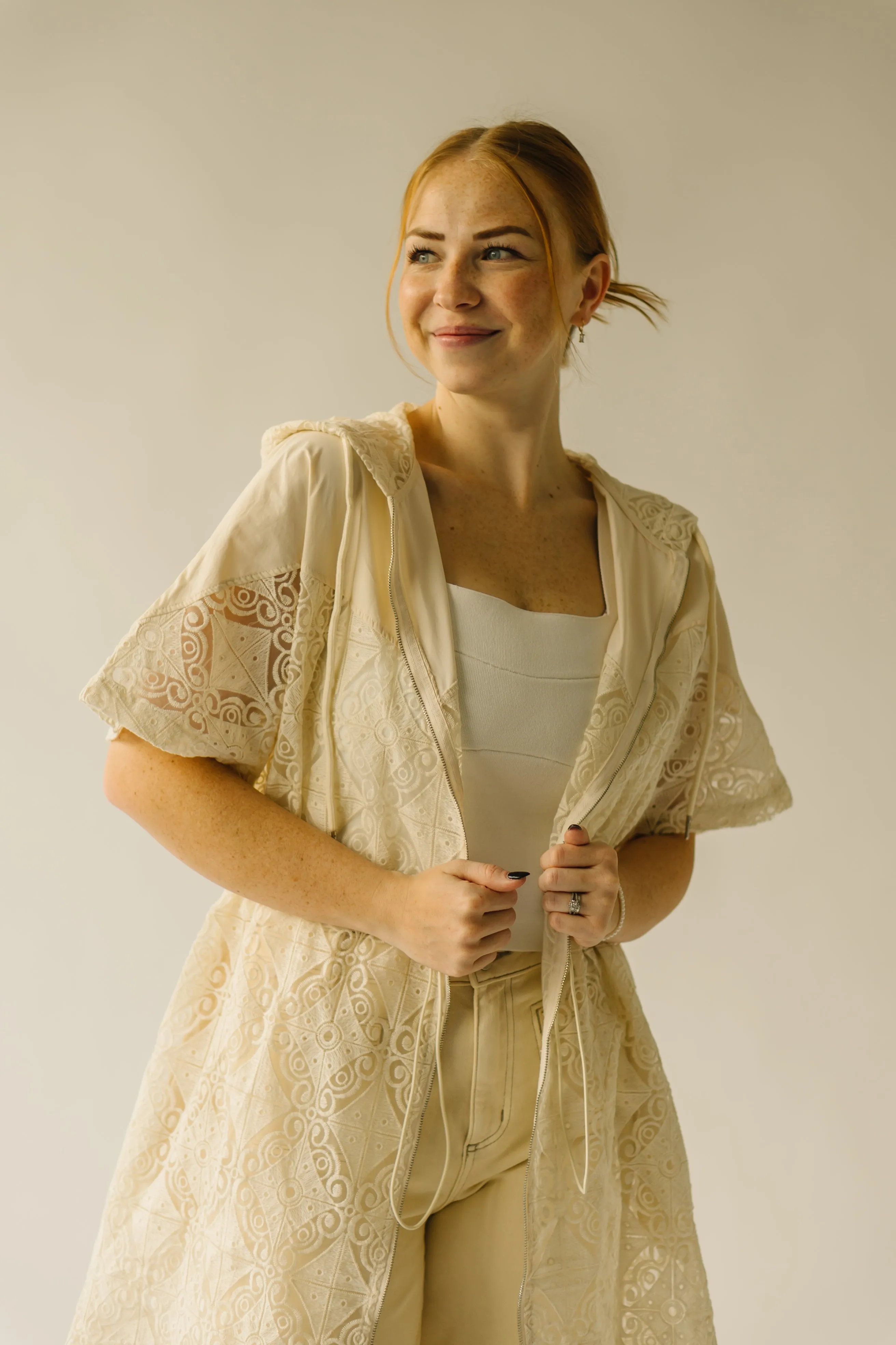 The Studard Organza Lace Jacket in Cream