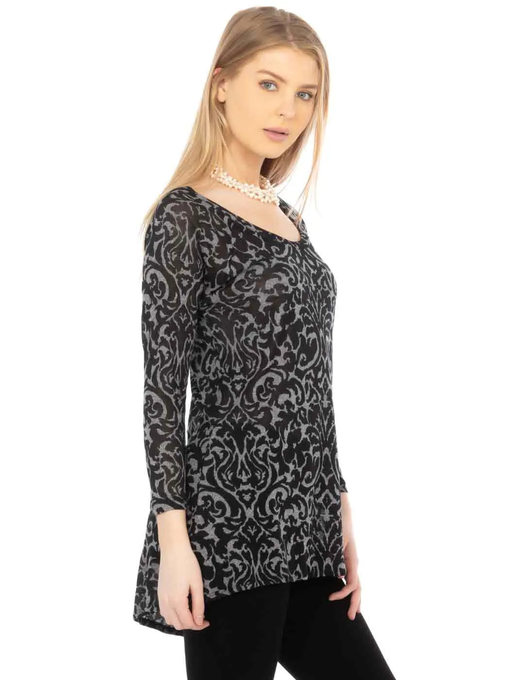 Tianello Knit Burnout Livia Tunic - "Davida" Print