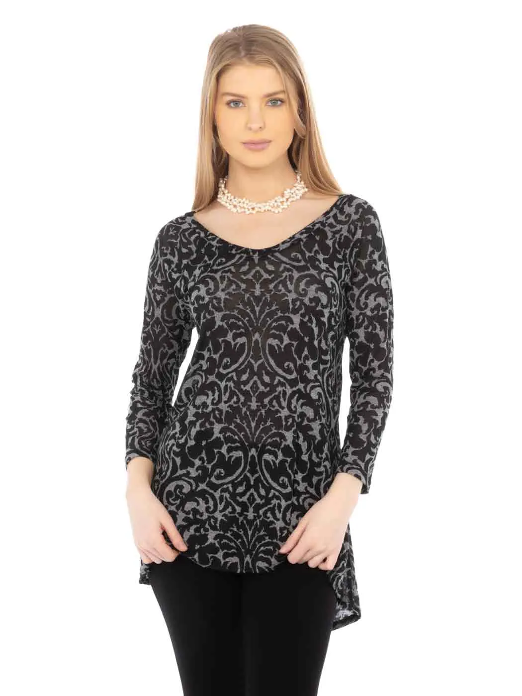 Tianello Knit Burnout Livia Tunic - "Davida" Print