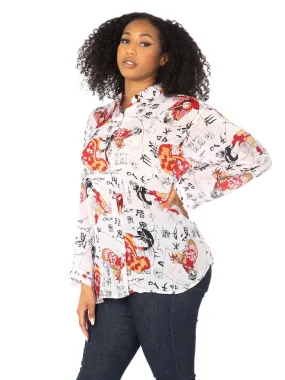 Tianello Plus Sized "Cupro"  "Geisha" Christiana Blouse