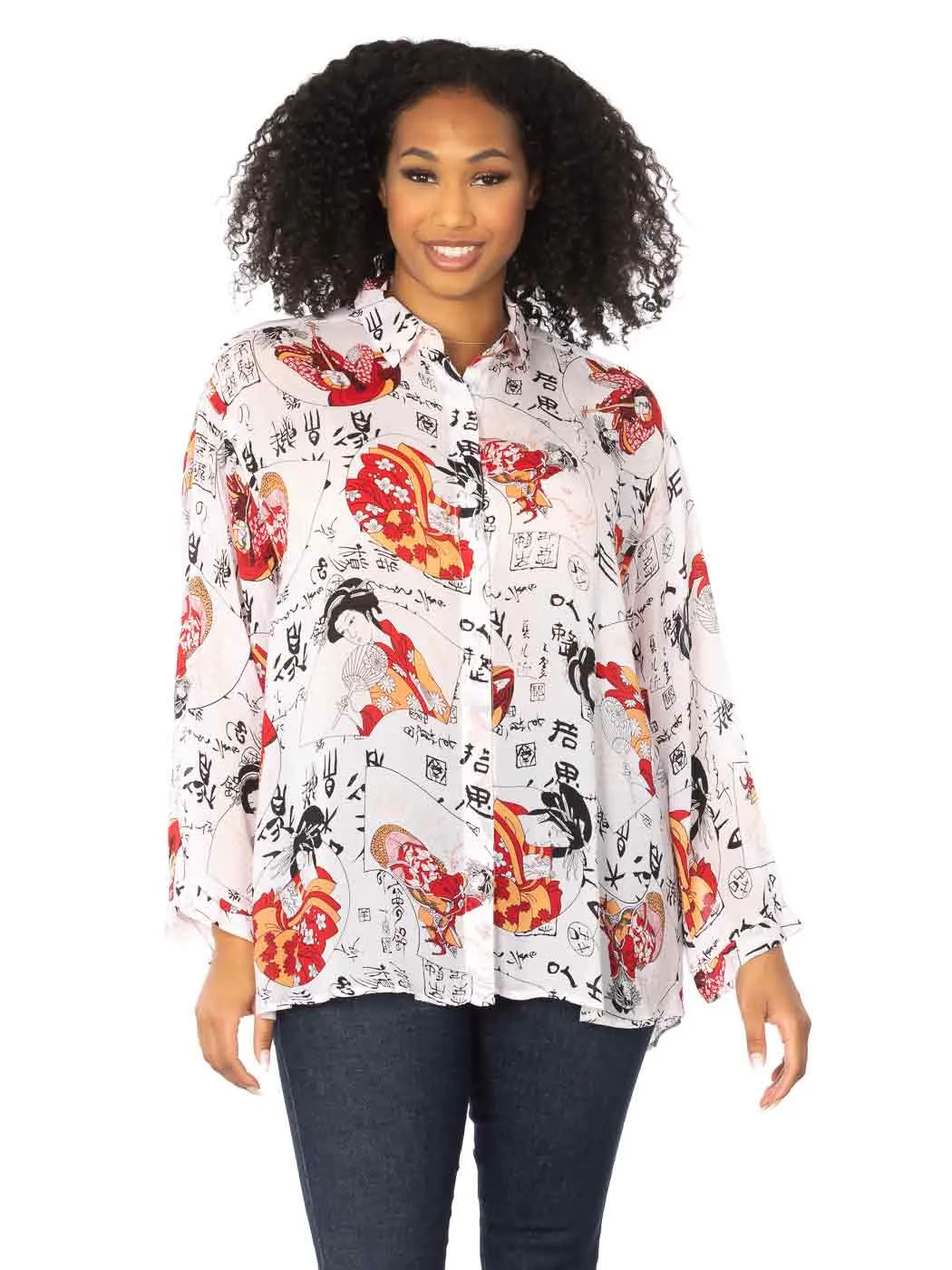 Tianello Plus Sized "Cupro"  "Geisha" Christiana Blouse