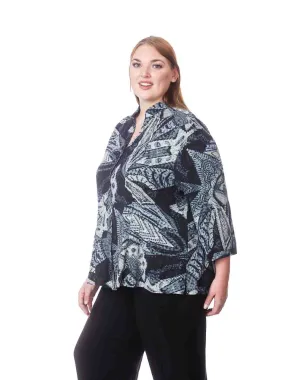 Tianello Plus Sized  TENCEL™  Print "GHANA"Tencel "Dynasty" Blouse