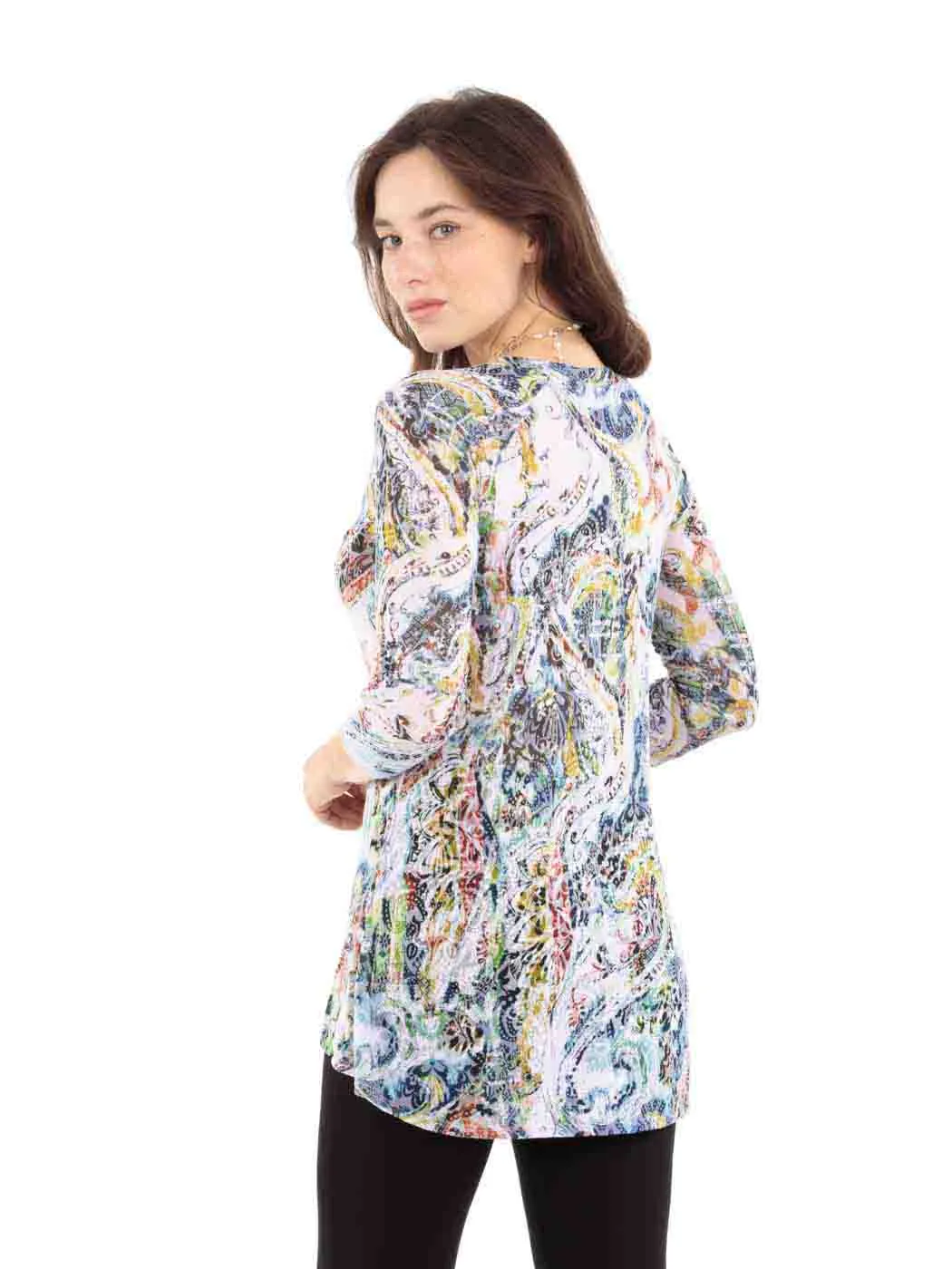 Tianello "Happa" Print Knit Jersey Burnout "Livia" Tunic