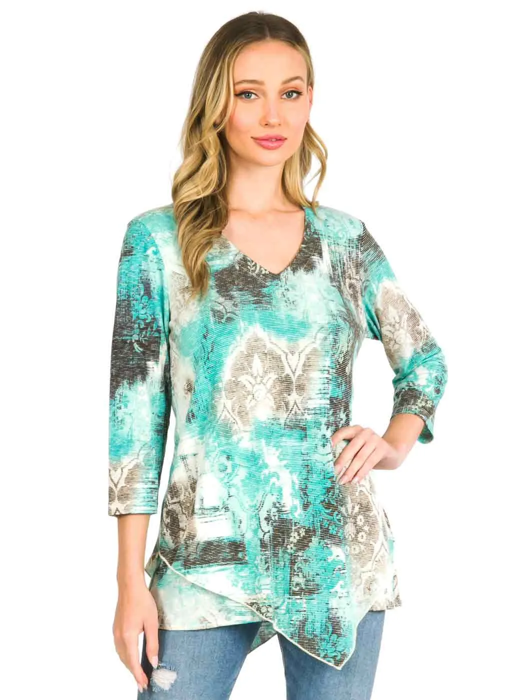 Tianello "Indira" Print Cotton Knit  "Devon" Tunic