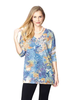 Tianello "Lenciaga" Print Cotton Burnout Knit "Numi" Tunic