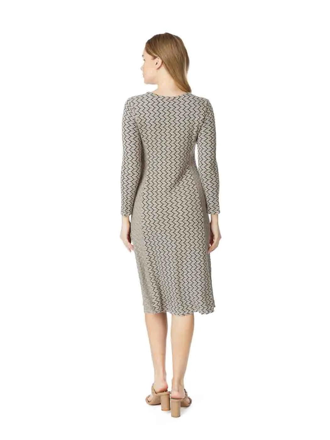 Tianello   "Semina" Knit Jacquard "Abrion"  Long Sleeved Dress