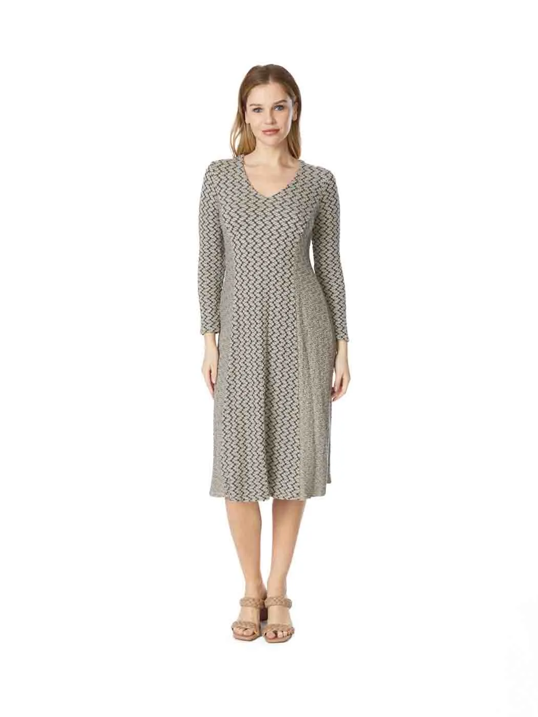 Tianello   "Semina" Knit Jacquard "Abrion"  Long Sleeved Dress