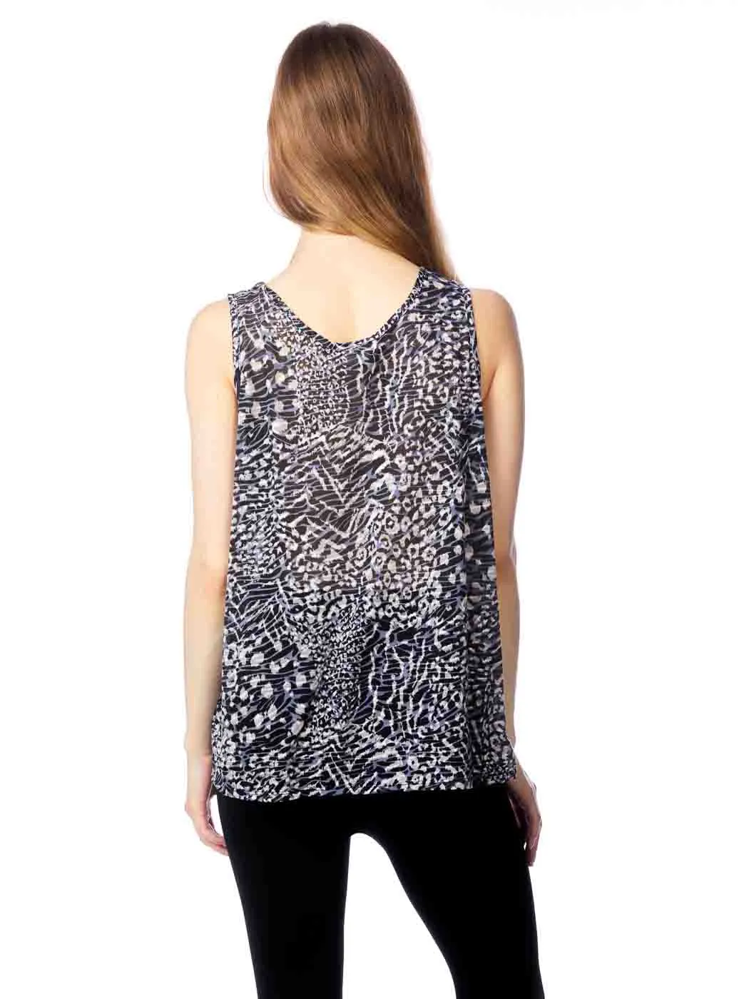 Tianello "Zephora" Printed Knit "Burnout" Crop Tank