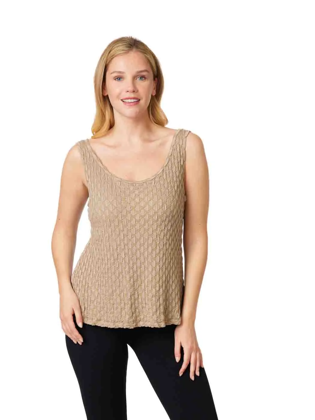 Tianello Taupe "HoneyComb" Knit "Heidie" Tank Top