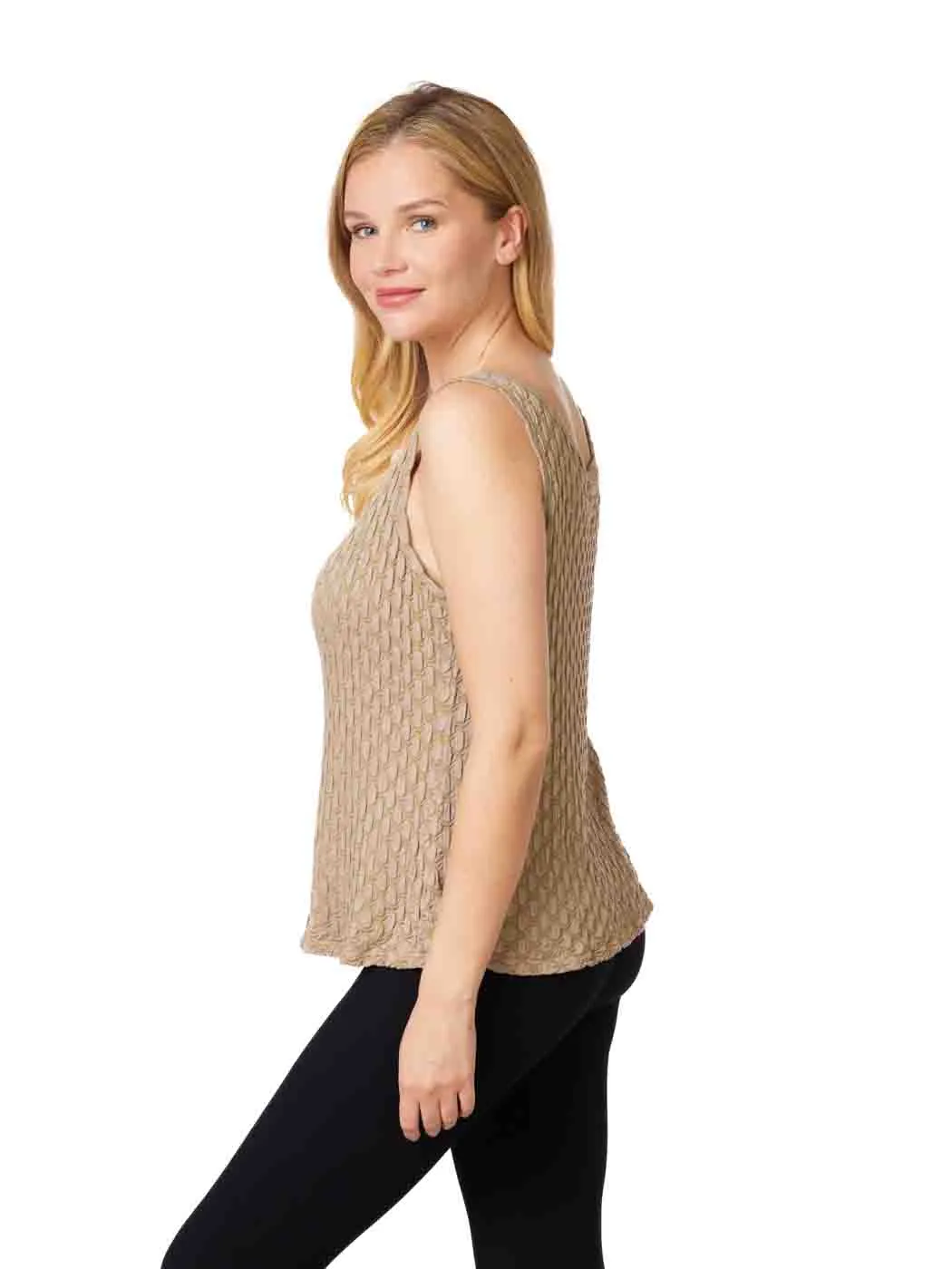 Tianello Taupe "HoneyComb" Knit "Heidie" Tank Top